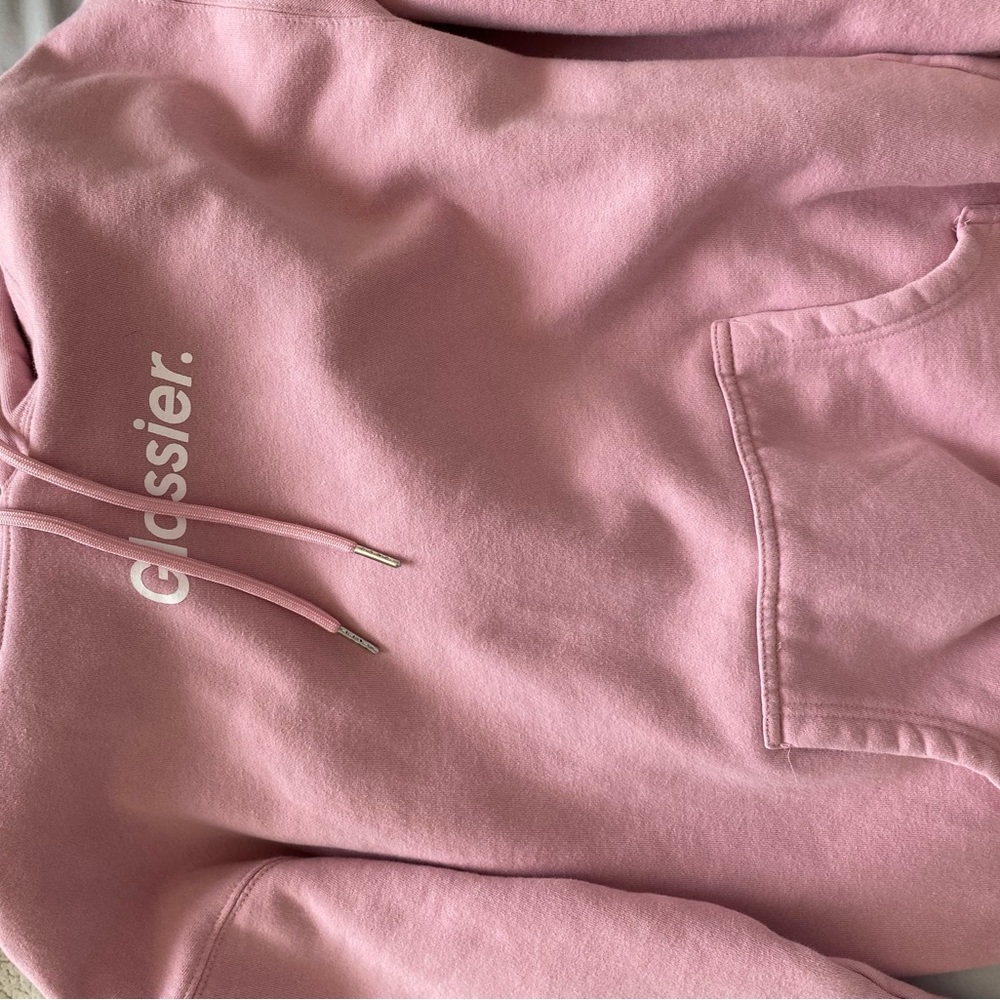 Glossier pink hoodie size medium. Super cute!